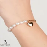 دستبند قلب و مروارید ژوپینگ