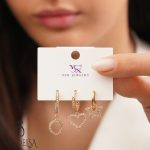 گوشواره 3 عددی طرح قلب ysx