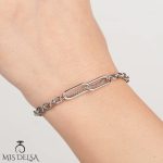 دستبند دولاین طرح طلا سفید ژوپینگ