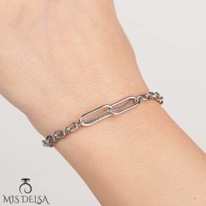 دستبند دولاین طرح طلا سفید ژوپینگ