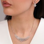 نیم ست جواهری نگین سفید تیتانیوم کد 56