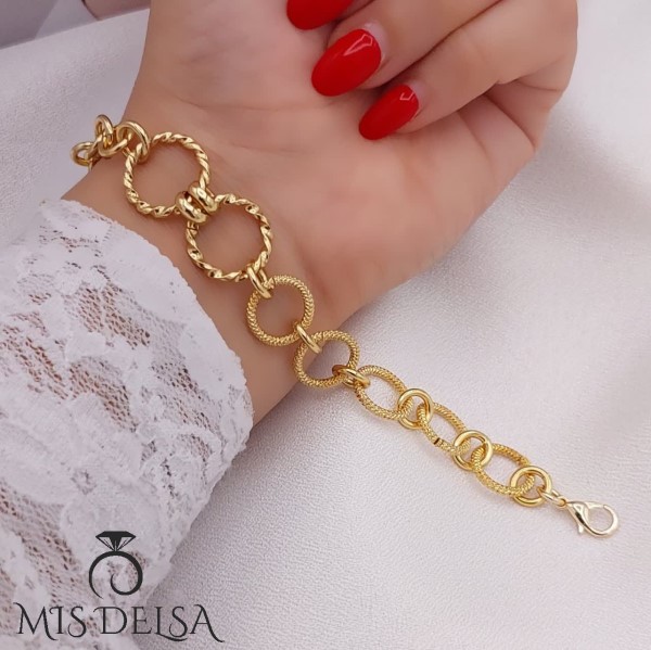 دستبند طرح طلا شین مدل 7 حلقه