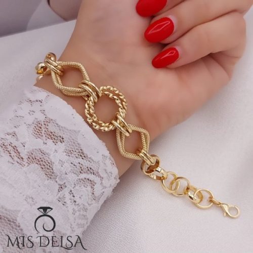 دستبند طرح طلا شین مدل لوزی و دایره