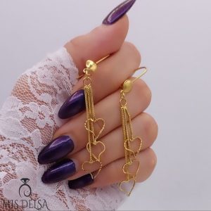 گوشواره آویز CityGOLD مدل 3 قلب