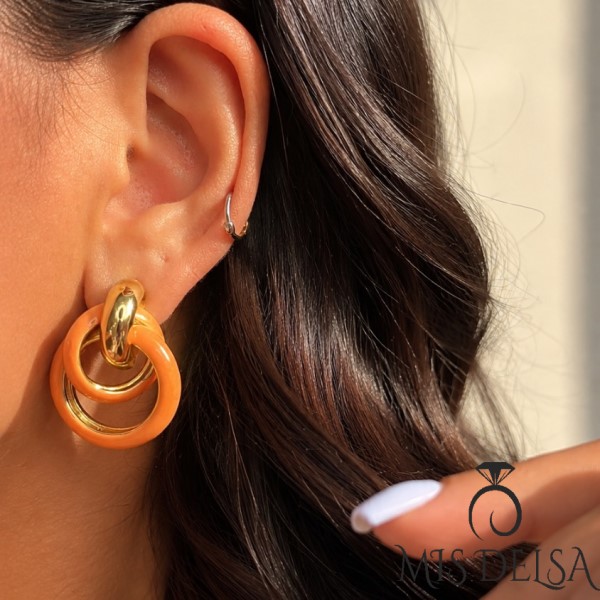 گوشواره آویز دایره‌ ای رزینی