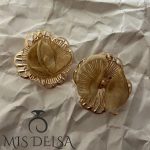 گوشواره گل پارچه‌ ای لوکس مرواریدی