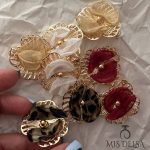 گوشواره گل پارچه‌ ای لوکس مرواریدی