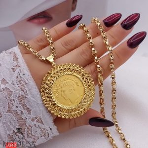 زنجیر با پلاک سکه‌ ای سلطنتی لوکس