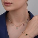 ست طلایی ژوپینگ مدل مروارید و نگین رنگی