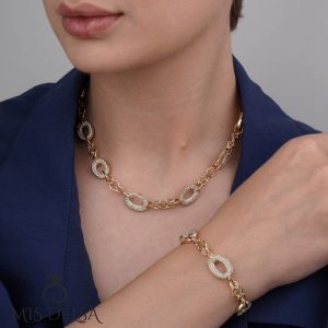 نیم ست ژوپینگ طرح زنجیر حلقه‌ ای لوکس