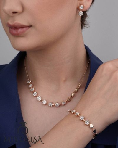 نیم ست ژوپینگ طرح گل نگین دار