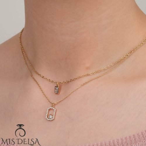 گردنبند ژوپینگ مدل دو لایه مربع