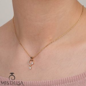 گردنبند ژوپینگ مدل قلب و اشک نگین‌ دار