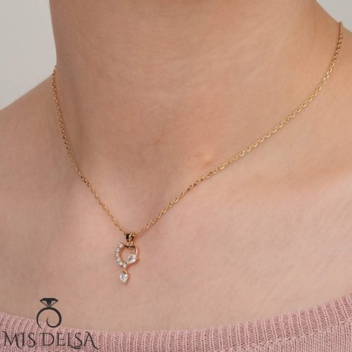 گردنبند ژوپینگ مدل قلب و اشک نگین‌ دار