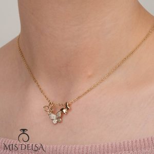 گردنبند ژوپینگ مدل پروانه نگین‌ دار