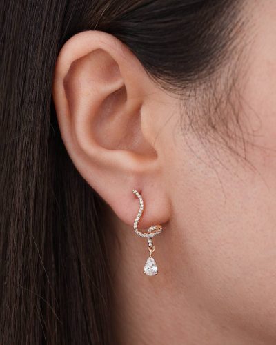 گوشواره آویز اشکی نگین‌ دار ژوپینگ