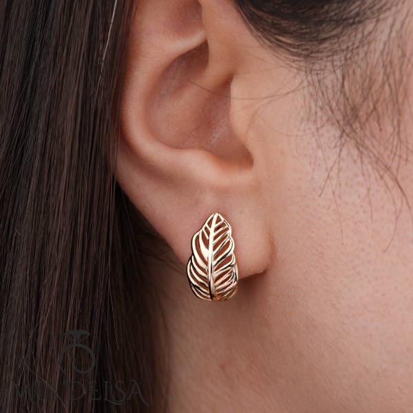 گوشواره-برگ-دار-رزگلد-ژوپینگ گوشواره برگ دار رزگلد ژوپینگ