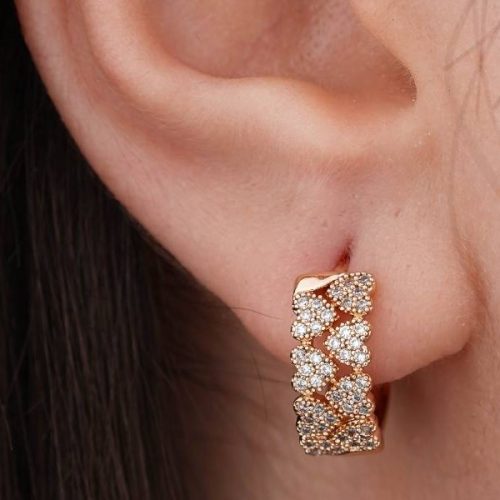 گوشواره حلقه‌ ای قلب نگین‌ دار ژوپینگ