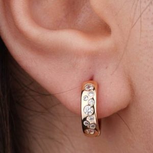 گوشواره حلقه‌ ای نگین‌ دار ژوپینگ
