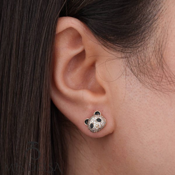 گوشواره-پاندا-نگین-دار-ژوپینگ گوشواره پاندا نگین دار ژوپینگ