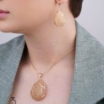 نیم‌ ست ژوپینگ طرح قطره توری طلای
