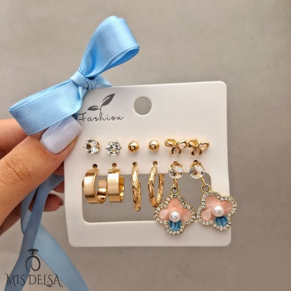 پک-گوشواره-۶-عددی-ونکلیف-و-حلقه-ای پک گوشواره ۶ عددی ونکلیف و حلقه ای