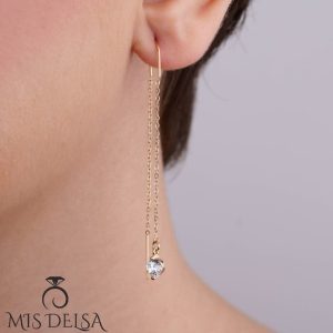 گوشواره زنجیری بلند نگین‌ دار ژوپینگ