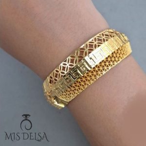 بنگل النگویی طلایی طرح لانه‌ زنبوری