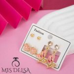 پک گوشواره پروانه صورتی ۳ عددی