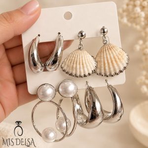 پک گوشواره ۴ عددی نقره ای