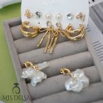 پک گوشواره ۶ عددی پاپیون و مروارید