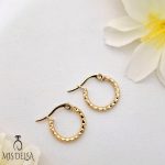 گوشواره حلقه‌ ای تراش الماسی مدل هوپ