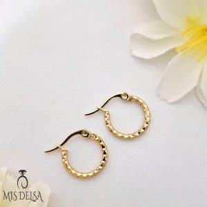 گوشواره حلقه‌ ای تراش الماسی مدل هوپ