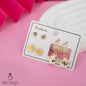 گوشواره ۳ عددی صدف مشکی